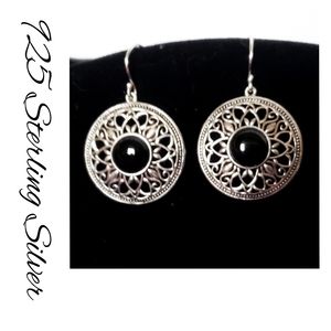 925 Sterling Medallion Dangle Earrings